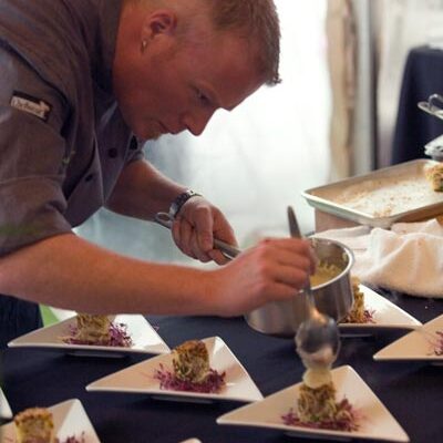 Chef Clark Church plating during Spring Fling