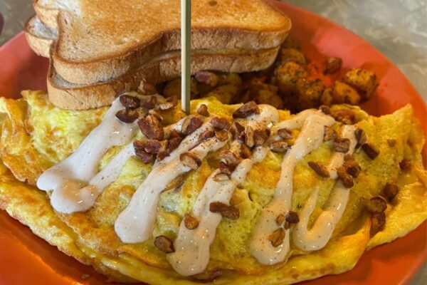 delicious omlette and coffee flight for brunch